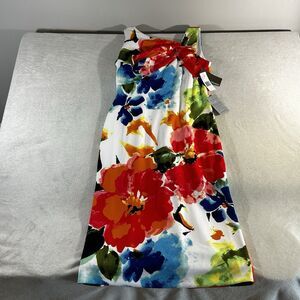 Donna Ricco Dress Size 8 Colorful Sleeveless Floral Bold Tropical Pool Cruise